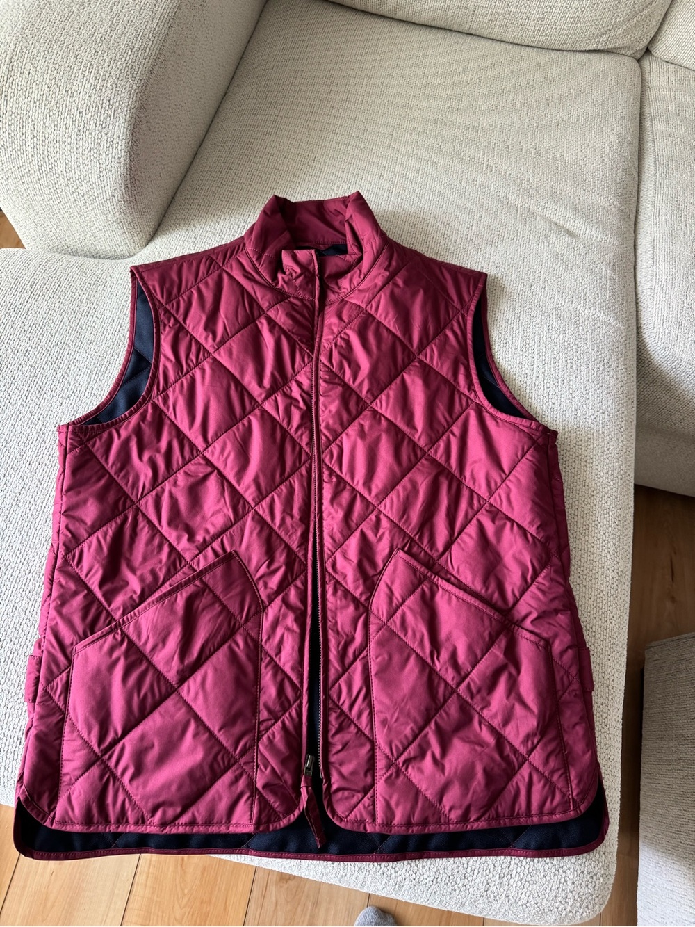 J. Crew Navy and Berry Quilted Jacket Liner